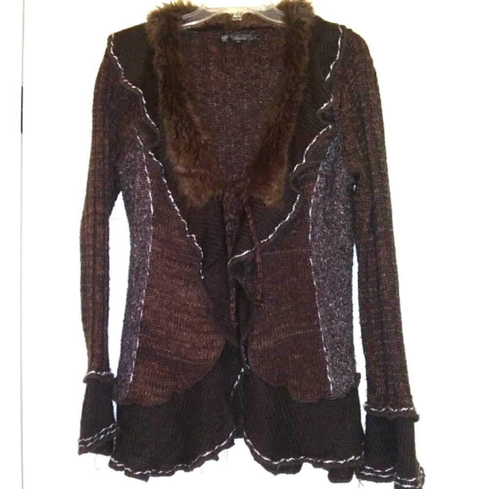 Sioni Fur trimmed Cardigan Sweater